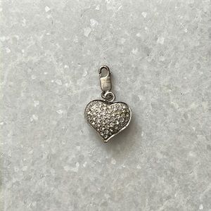 Silver and Crystal Heart Drop Charm with clasp